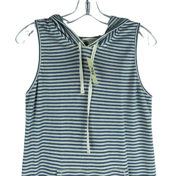 Max Studio Striped Sleeveless Hooded Mini Dress Blue White Size S - Picture 3 of 8